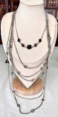 Sterling Silver 5 STRAND SILVER BEADED CHAIN